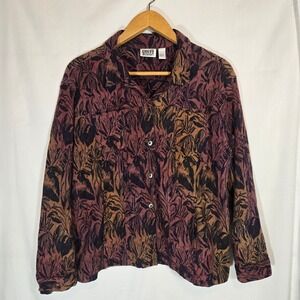 Chicos Embossed Print Multicolor Shacket Shirt XL 3 Cotton Hippie Boho Beachy